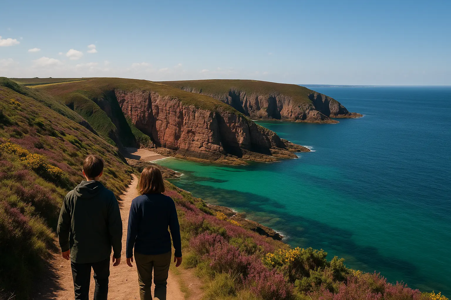 Cap d’Erquy : Falaises roses et mer émeraude Côtes d’Armor