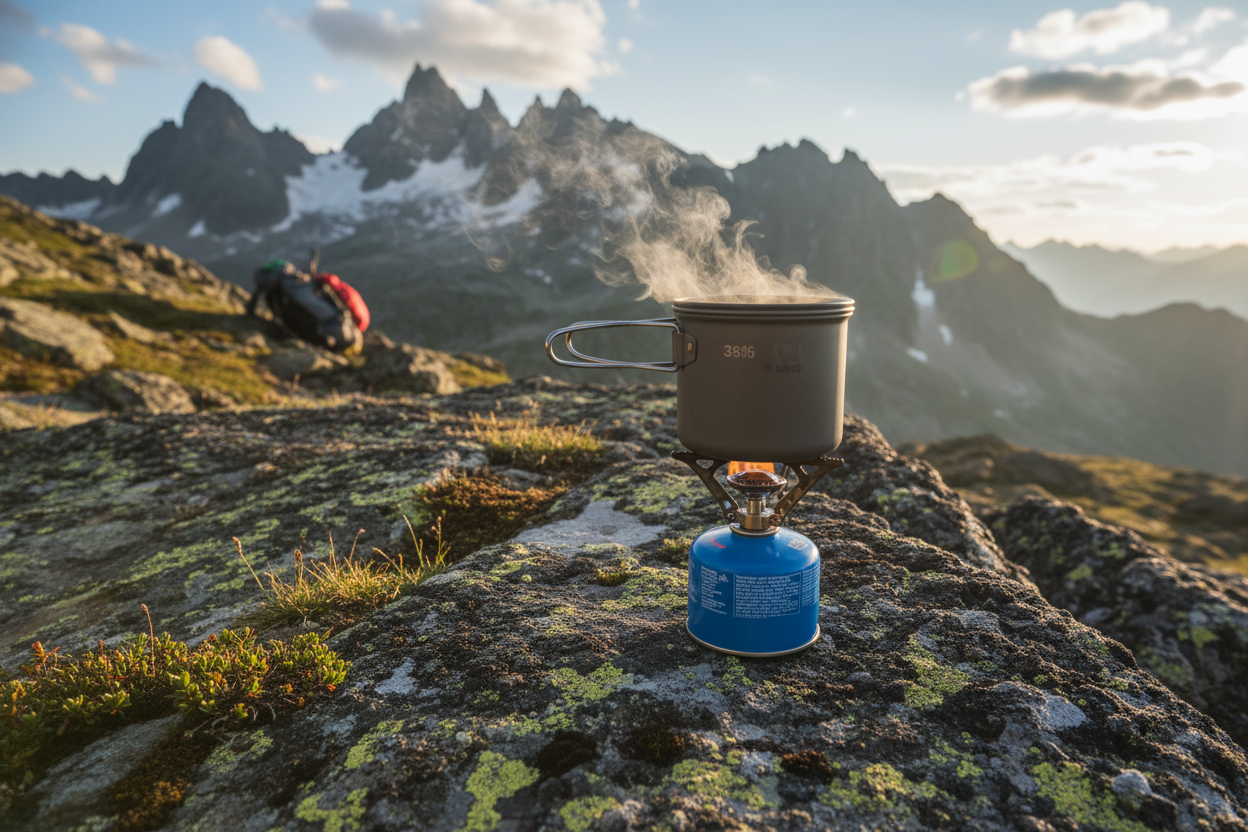 Réchaud à gaz ultraléger en montagne