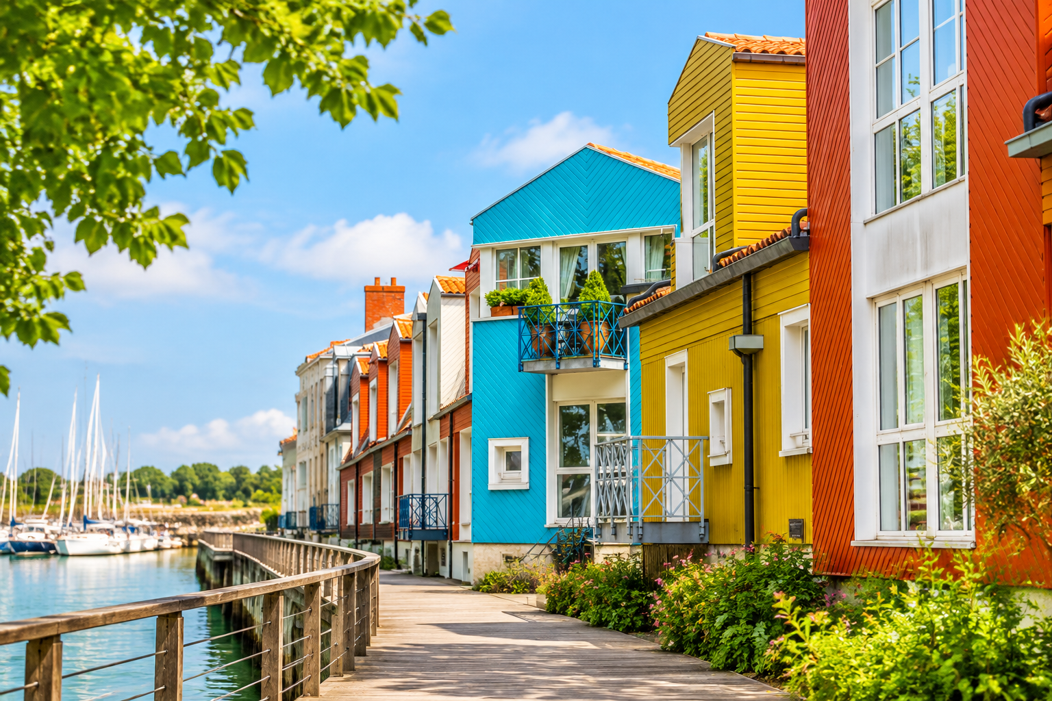 Maisons en bois colorées du quartier du Gabut à La Rochelle