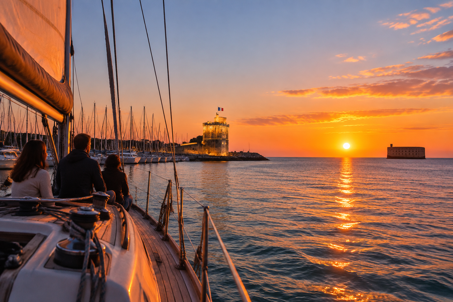 Vue panoramique du port des Minimes avec Fort Boyard au loin